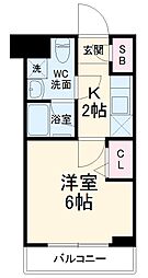 東急東横線 新丸子駅 徒歩5分の賃貸マンション 1階1Kの間取り