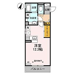アンジュールC ワンルームの間取図画像