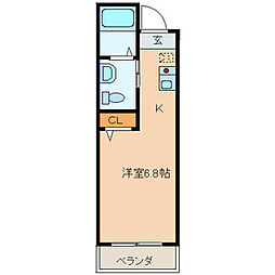 ミルクリーク野菊野Ｂ 2階1Kの間取り