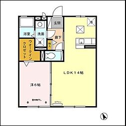 グランドソレーユC 1LDKの間取図画像