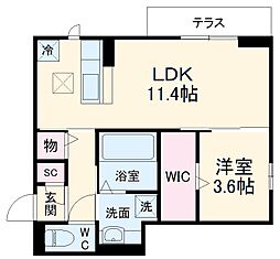 メゾン太閤 1階1LDKの間取り