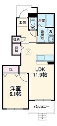 Ｃａｓａ　Ｂｏｎｈｅｕｒ 1階1LDKの間取り