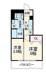 カンピエーレ 2階2Kの間取り