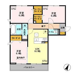 ＧＭコート　Ｂ 1階3LDKの間取り