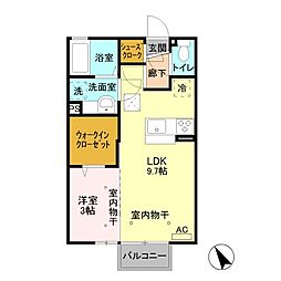 メゾン・ド・リス 1階1LDKの間取り