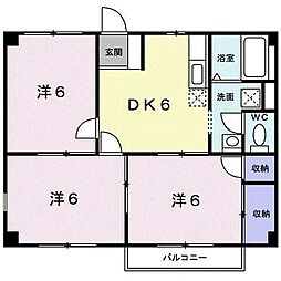 ジュミ加藤 3DKの間取図画像