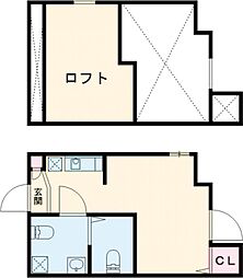 東京メトロ千代田線 綾瀬駅 徒歩9分の賃貸アパート 2階ワンルームの間取り