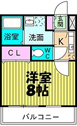 JR常磐線 松戸駅 徒歩13分の賃貸アパート 2階1Kの間取り