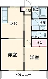 高山ハイツ 2階2DKの間取り