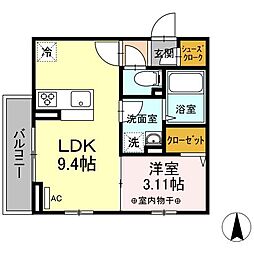 東京メトロ千代田線 北綾瀬駅 徒歩13分の賃貸アパート 1階1LDKの間取り
