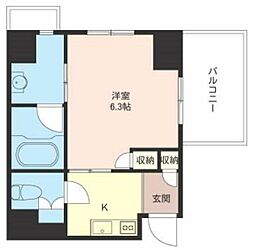 オーキッドレジデンス品川 5階1Kの間取り