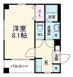 アンプルール　フェール　カノン 1階1Kの間取り