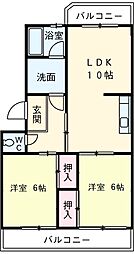 ニューシーズ宮地 4階2LDKの間取り
