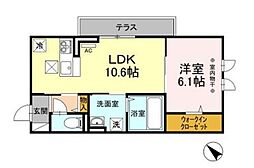 アグノス　エーナ 1階1LDKの間取り