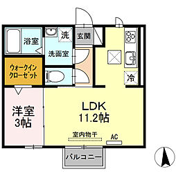 名鉄名古屋本線 男川駅 徒歩14分の賃貸アパート 2階1LDKの間取り
