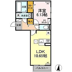 リジエール 1階1LDKの間取り