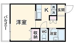 京急本線 追浜駅 徒歩11分の賃貸マンション 1階1Kの間取り