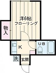 パールハイツ 2階1Kの間取り