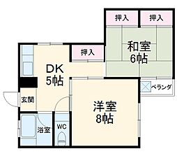 名古屋市営東山線 覚王山駅 徒歩3分の賃貸マンション 2階2DKの間取り