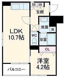 ＨＲII 3階1LDKの間取り