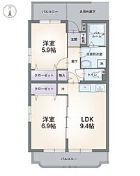 JR御殿場線 下土狩駅 徒歩14分の賃貸マンション 1階2LDKの間取り