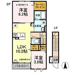 Ｅｘｃｅｌｌｅｎｔ国立 2階2LDKの間取り