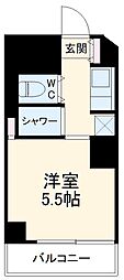 元住吉センチュリー21 7階ワンルームの間取り