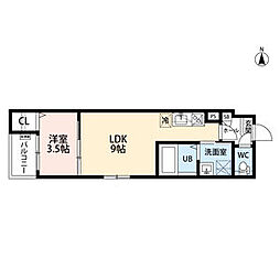 ＣＲＡＳＴＩＮＥ弥生町Ａ棟 1階1LDKの間取り