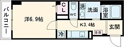 東京メトロ千代田線 北綾瀬駅 徒歩4分の賃貸マンション 3階1Kの間取り