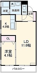 JR中央本線 勝川駅 徒歩8分の賃貸アパート 3階1LDKの間取り