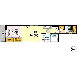 名古屋市営東山線 中村日赤駅 徒歩14分の賃貸アパート 1階1LDKの間取り