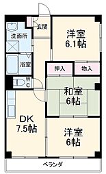 エクセルメゾンＡ 2階3DKの間取り