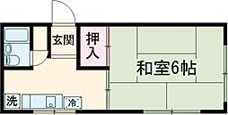 本田ビル 3階1Kの間取り