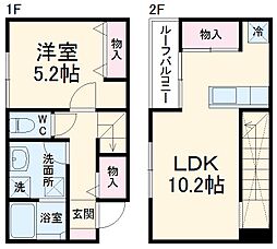 エレガントハオス 1階1LDKの間取り