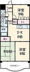 名古屋市営鶴舞線 原駅 徒歩14分の賃貸マンション 4階3DKの間取り