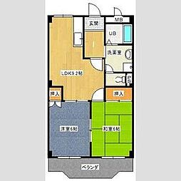 ファミールはらたII 1階2LDKの間取り