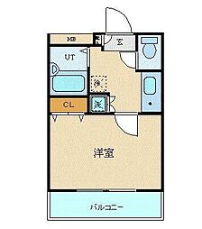 シンシア蒲田ステーションプラザ 3階1Kの間取り