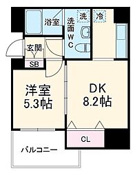 エグゼレジデンスタワー 1DKの間取図画像