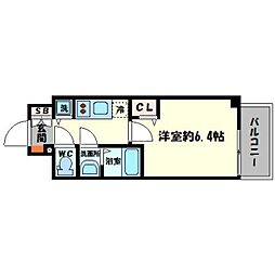 Osaka Metro谷町線 谷町四丁目駅 徒歩5分の賃貸マンション 6階1Kの間取り