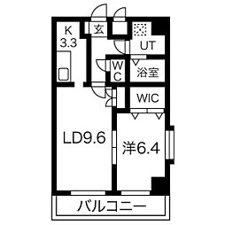 グランヴェーラ下河原 4階1LDKの間取り