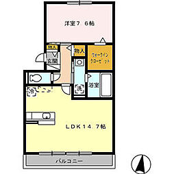 名古屋市営鶴舞線 赤池駅 徒歩27分の賃貸アパート 2階1LDKの間取り