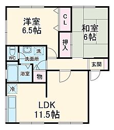 JR常磐線 金町駅 バス20分 高州4丁目下車 徒歩2分の賃貸アパート 2階2LDKの間取り