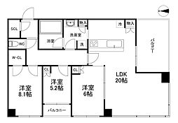 シティタワー大阪天満 44階3LDKの間取り