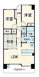 レジディア都島II 8階3LDKの間取り