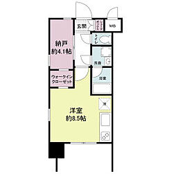 レジディア新大阪 8階ワンルームの間取り