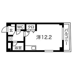 プリミエールＫII 3階ワンルームの間取り