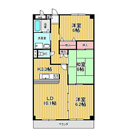 名古屋市営桜通線 神沢駅 徒歩9分の賃貸マンション 2階3LDKの間取り