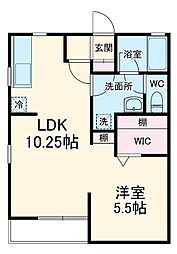 パークサイド 2階1LDKの間取り