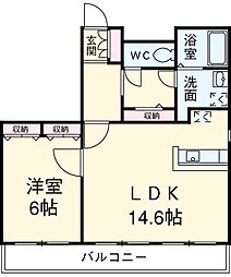 名古屋市営鶴舞線 平針駅 徒歩8分の賃貸マンション 3階1LDKの間取り