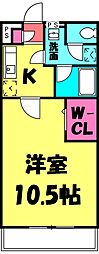 リブリ・Ｙ．Ｔ常盤平 2階1Kの間取り